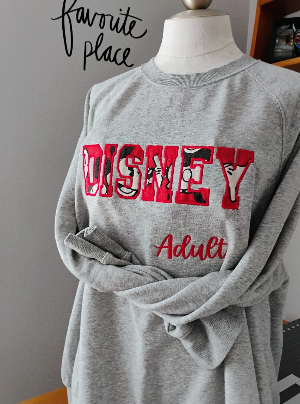 "Disney Adult" Applique Embroidered Sweatshirt